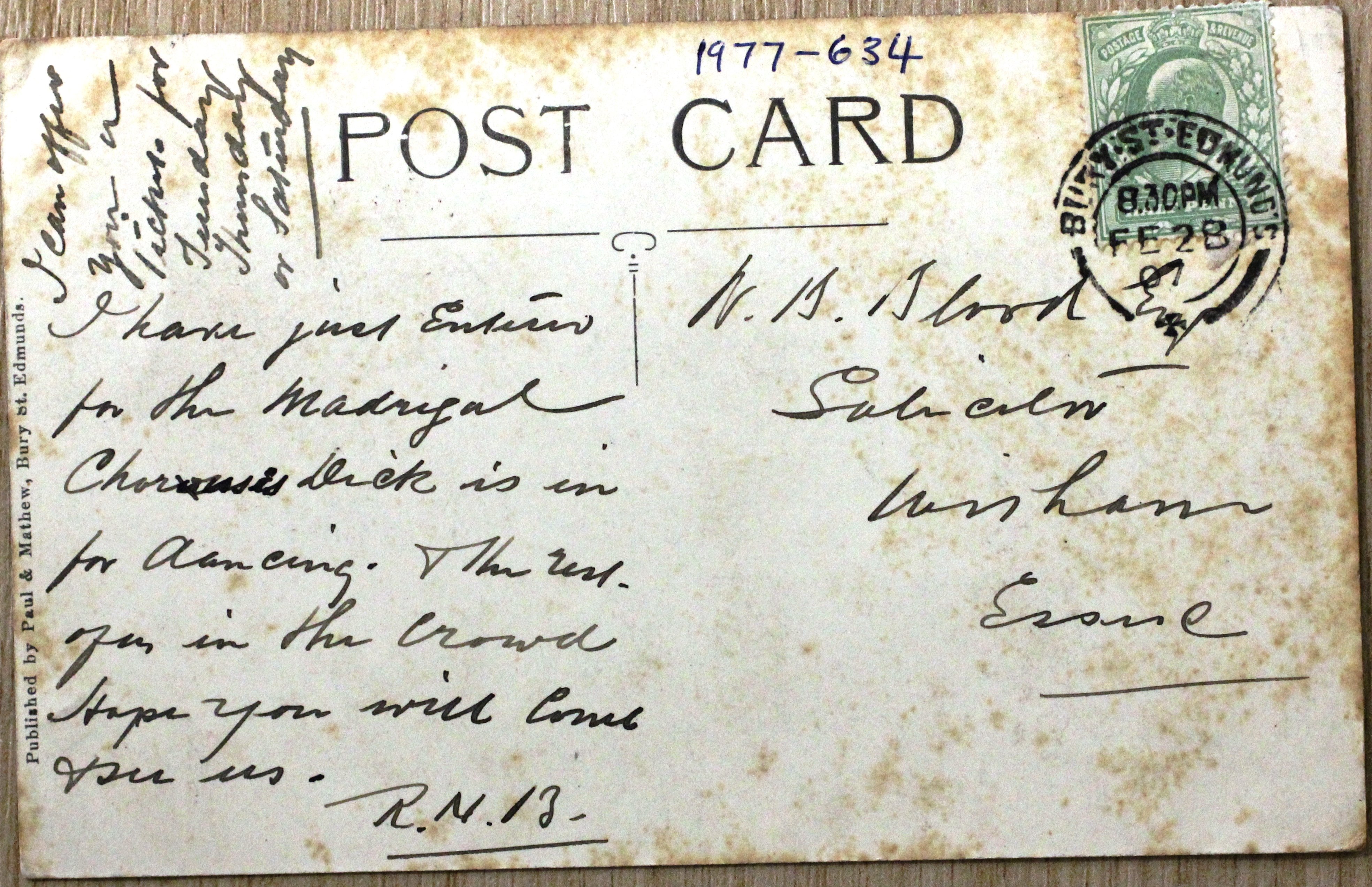 Back of postcard