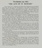 Report from The Martlet on "The Acts of St Richard"