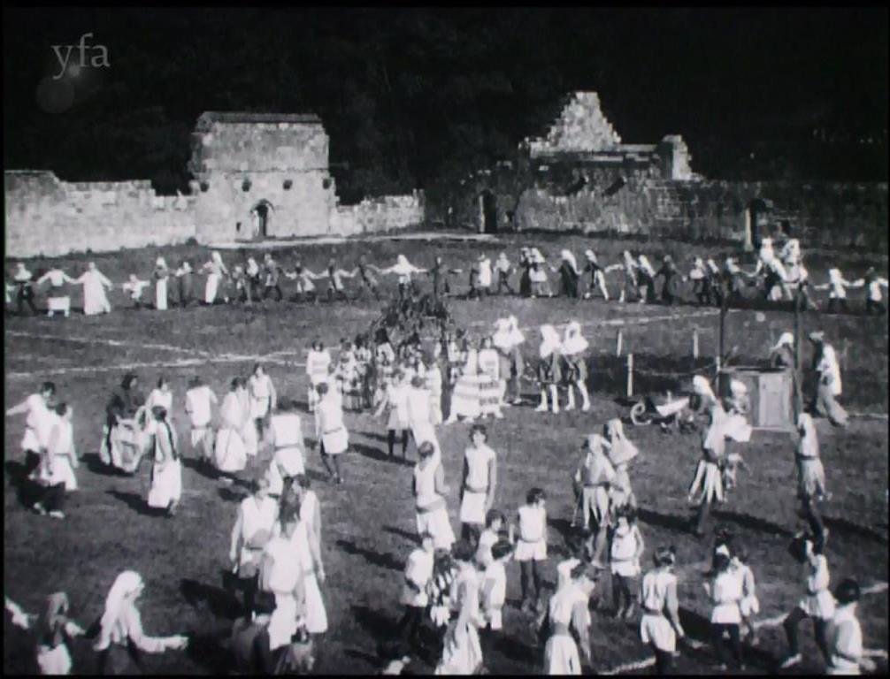 Pageant of Mount Grace players performing amidst the ruins of Mount Grace 2