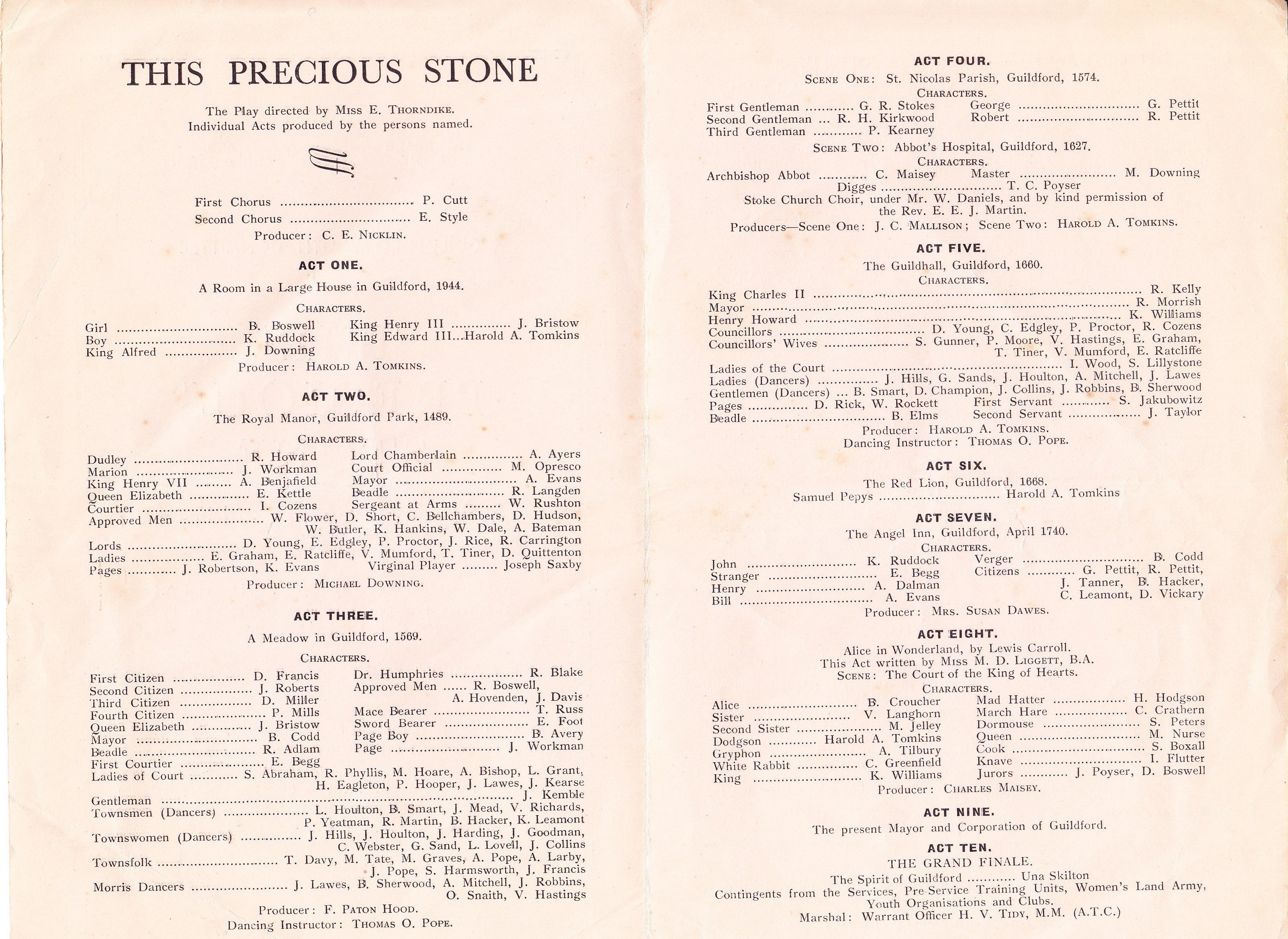 pamphlet of the Precious Stone Pageant 1944