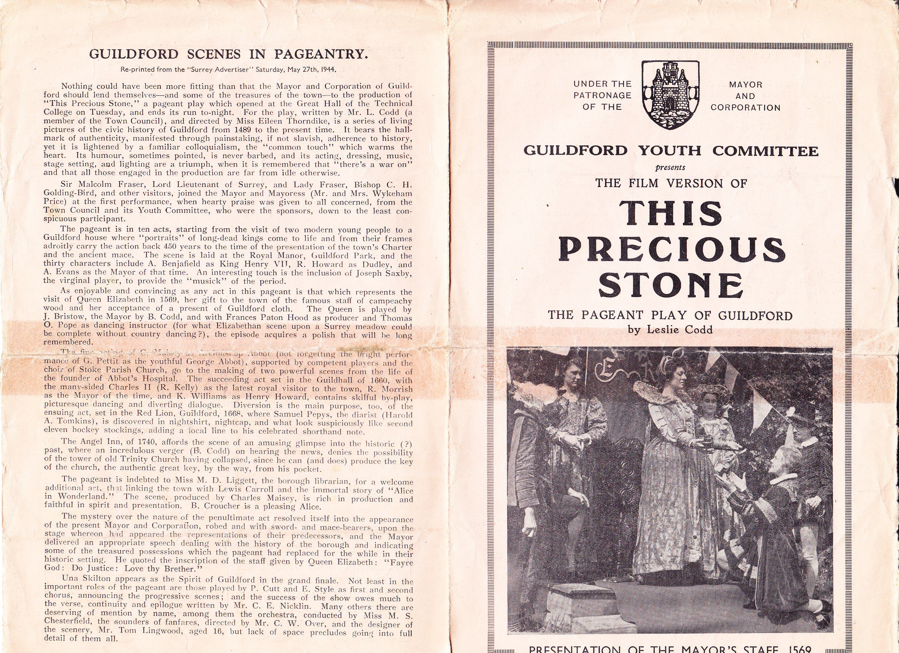 outside cover of booklet of film of Precious Stone pageant 1944